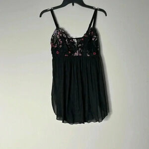 TORRID Black Multicolor Floral Chiffon and Lace Nightie Teddy Size 0